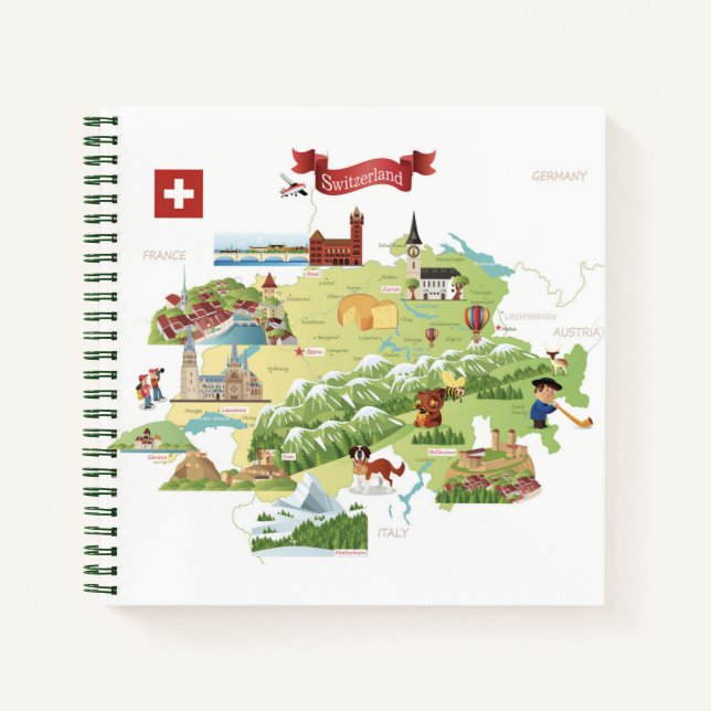 Switzerland Cartoon Map Notebook (Front)