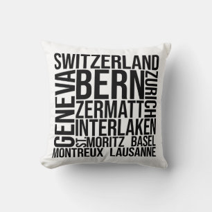 Switzerland Cities Word Art - Bern Travel Cushion