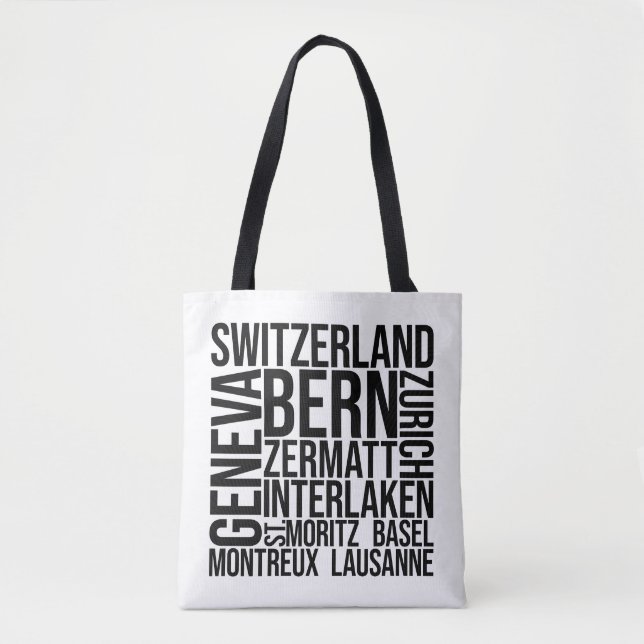 Switzerland Cities Word Art - Bern Travel Tote Bag (Front)