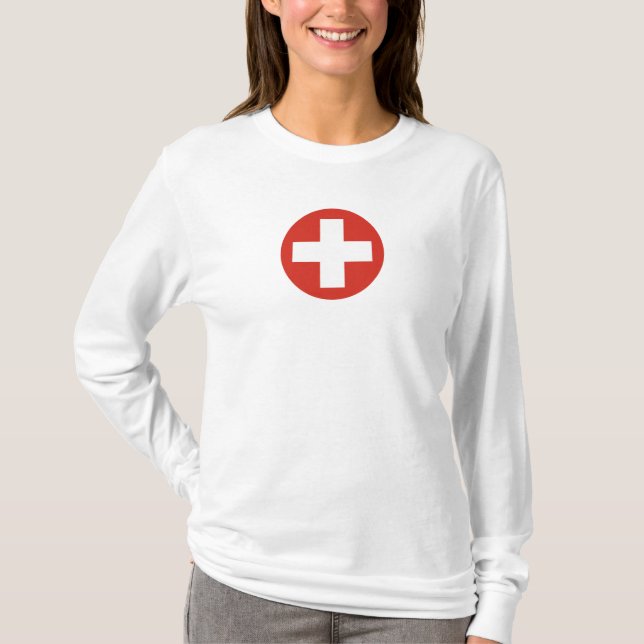 Switzerland country flag roundel symbol army milit T-Shirt (Front)