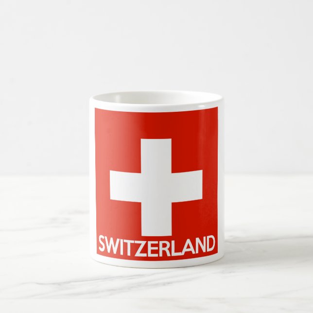 Switzerland country flag symbol name text swiss coffee mug (Center)