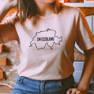 Switzerland Country Map Swiss Border Outline Land T-Shirt