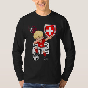 Switzerland Dabbing Soccer Boy Swiss Flag Football T-Shirt
