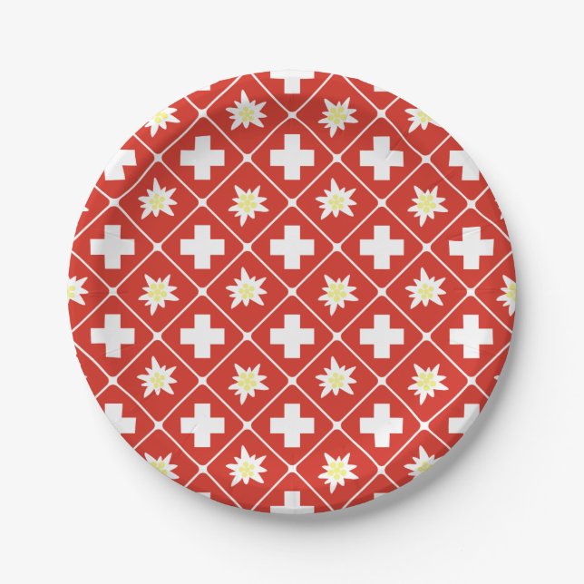 Switzerland Edelweiss pattern Paper Plate (Front)
