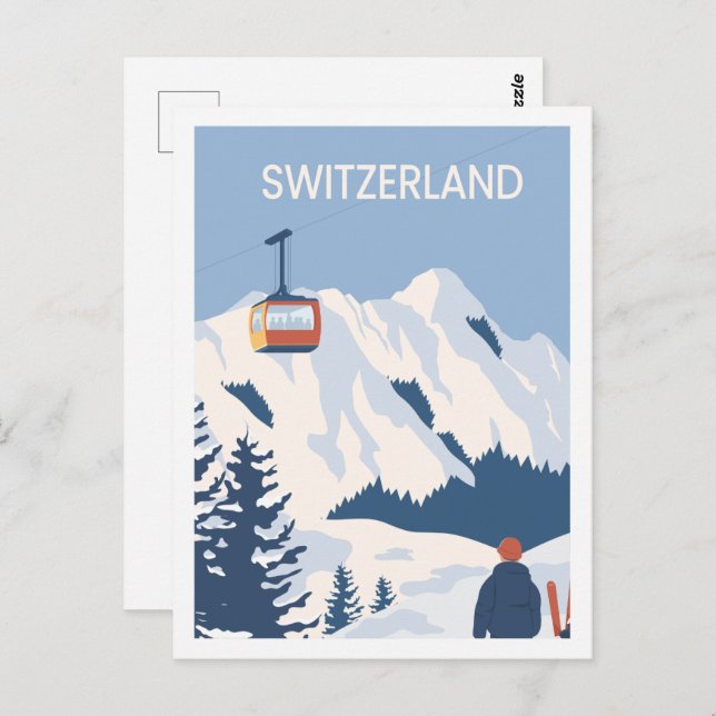Switzerland Famous Travel Place Illustration Postcard (Front/Back)