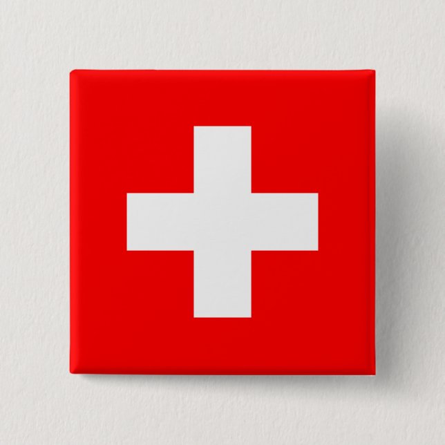 Switzerland Flag 15 Cm Square Badge (Front)
