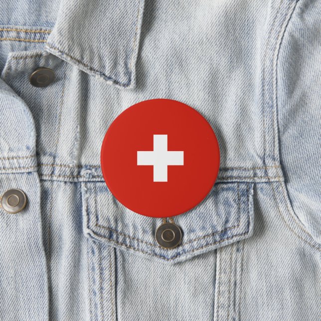 Switzerland flag 7.5 cm round badge (In Situ)