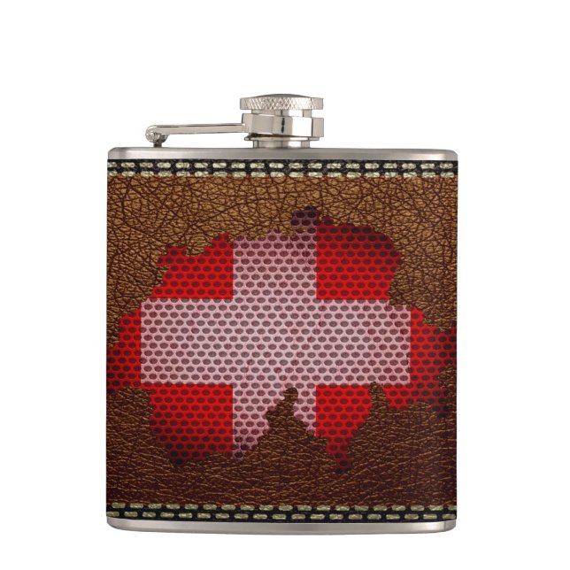 Switzerland Flag and Map Hip Flask (Front)