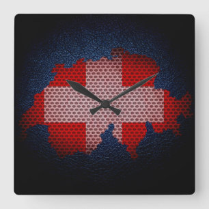 Switzerland Flag and Map Square Wall Clock
