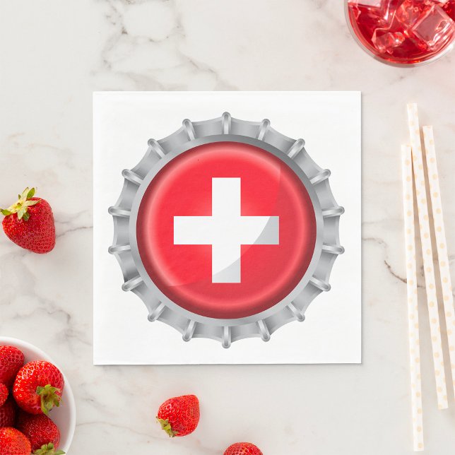 Switzerland Flag Bottle Cap Napkin (Creator Uploaded)