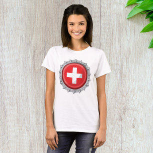 Switzerland Flag Bottle Cap T-Shirt
