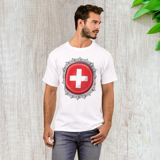 Switzerland Flag Bottle Cap T-Shirt (Creator Uploaded)