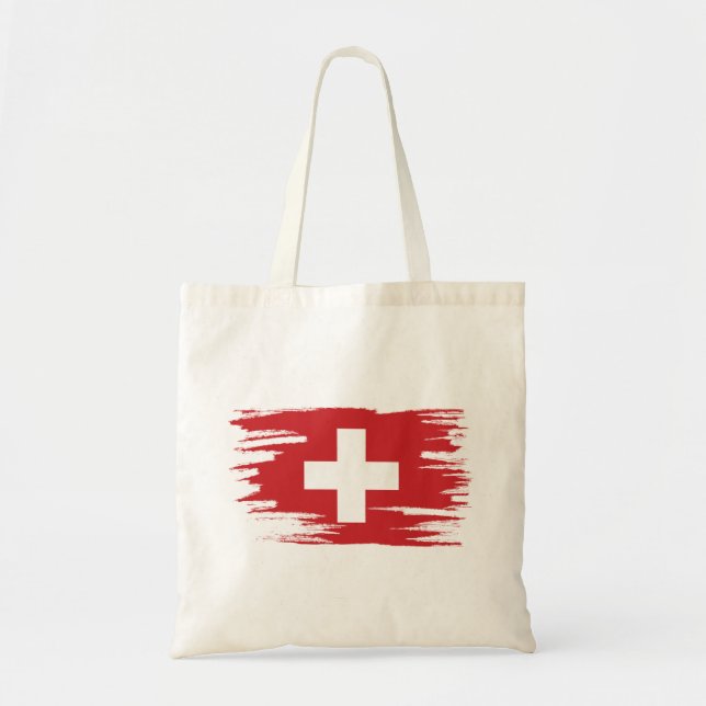 Switzerland Flag Brush Art Tote Bag (Front)