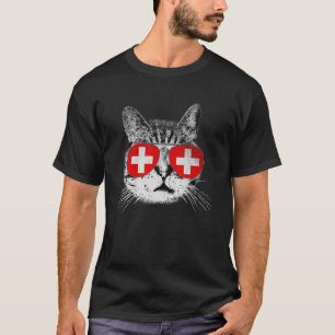 Switzerland - Flag Cat Vintage Men Women Graphic C T-Shirt
