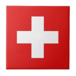 Switzerland Flag Ceramic Tile<br><div class="desc">This design consists of the Swiss flag cleverly reshaped to fit the square tile surface. A decorative and useful item that would make a perfect gift for those who like to remember Switzerland.</div>