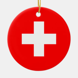 Switzerland Flag Ceramic Tree Decoration