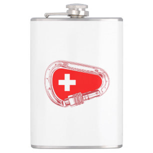 Switzerland Flag Climbing Carabiner Hip Flask