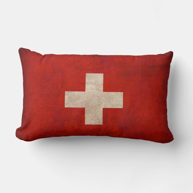 Switzerland Flag Distressed Pillow (Front)
