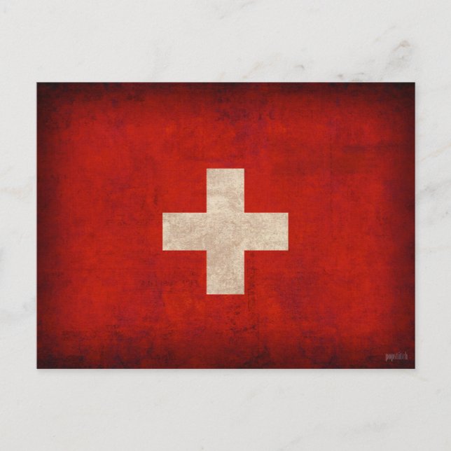 Switzerland Flag Distressed Postcards (Front)