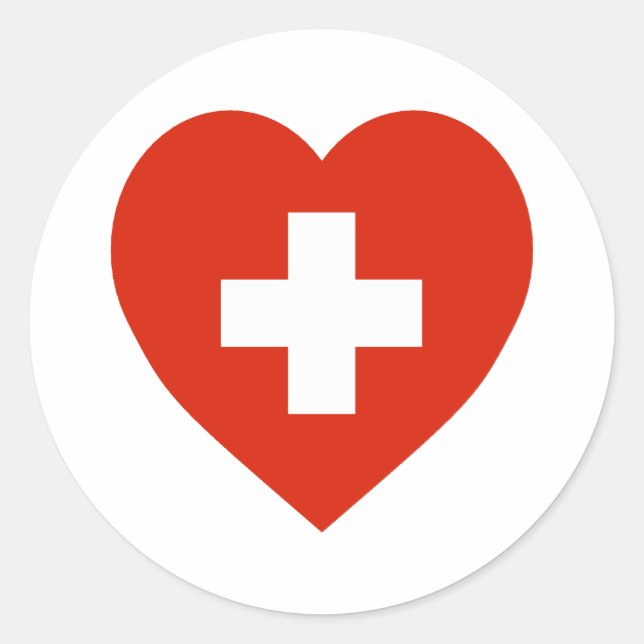Switzerland Flag Heart Classic Round Sticker (Front)