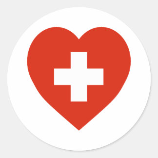Switzerland Flag Heart Classic Round Sticker
