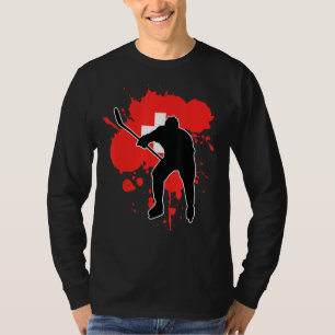 Switzerland Flag Hockey Player Swiss Ice Hockey T-Shirt