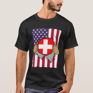 Switzerland Flag Inside Me Home Pride Swiss Americ T-Shirt