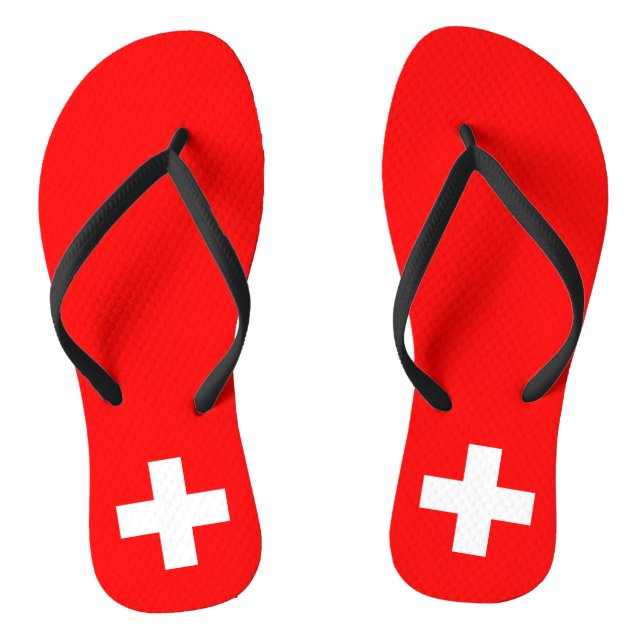 Switzerland Flag Jandals (Footbed)