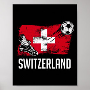 Switzerland Flag Jersey Swiss Soccer Team Swiss  Poster