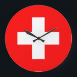 Switzerland Flag Large Clock<br><div class="desc">Switzerland Flag</div>