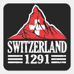 Switzerland Flag Matterhorn Since 1291 Square Sticker