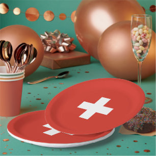 Switzerland flag paper plate