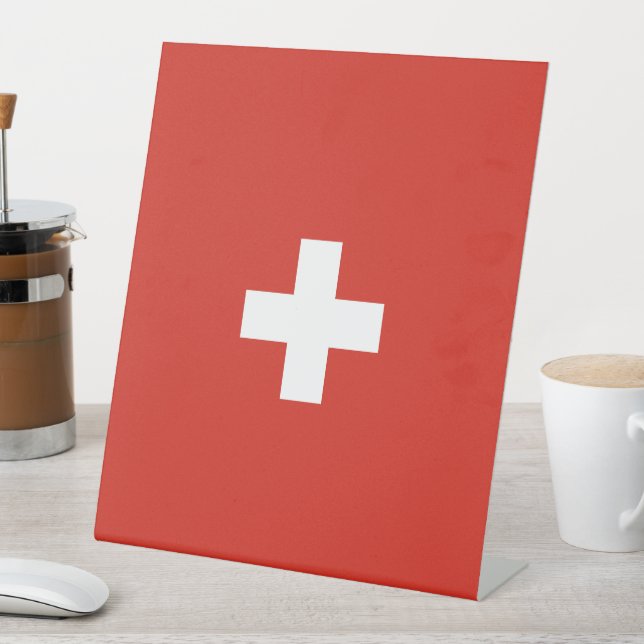 Switzerland flag pedestal sign (In SItu)