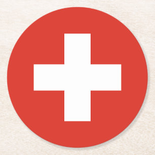 Switzerland Flag Round Paper Coaster
