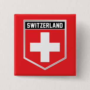 Switzerland Flag Shield 15 Cm Square Badge