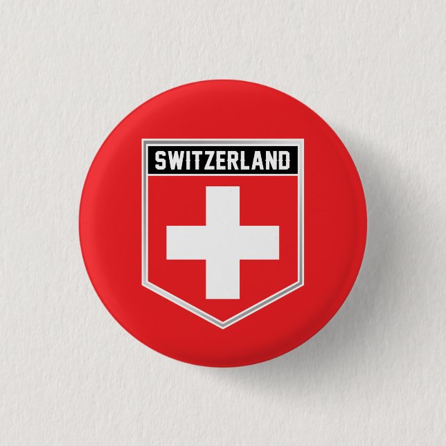 Switzerland Flag Shield 3 Cm Round Badge (Front)