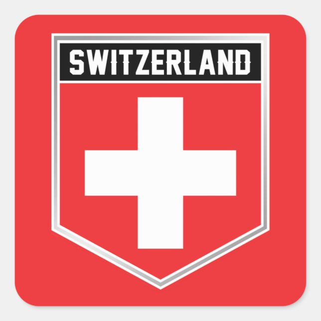Switzerland Flag Shield Square Sticker (Front)