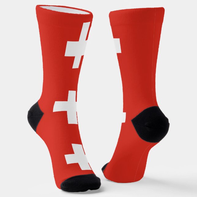 Switzerland Flag Socks (Angled)