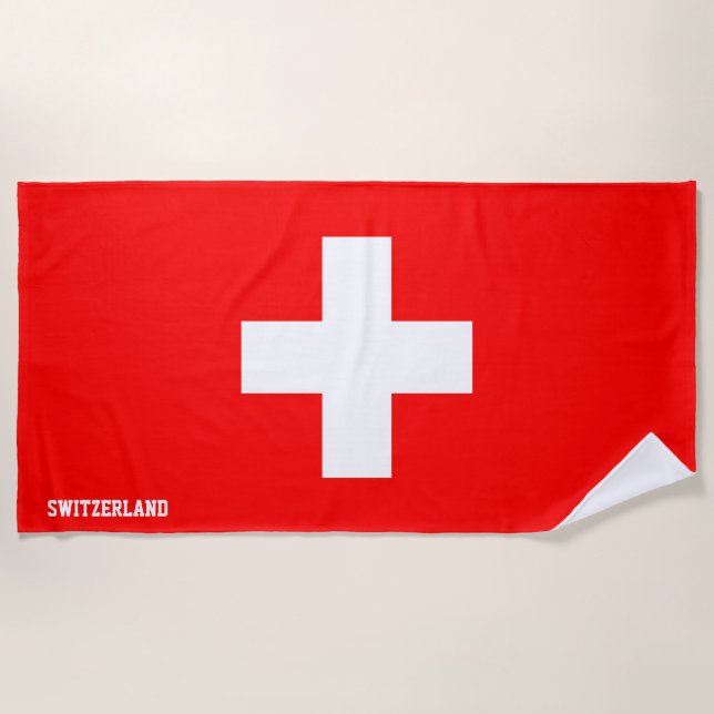 Switzerland Flag Splendid Patriotic Beach Towel (Front)