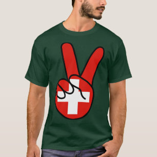 Switzerland Flag V Sign T-Shirt