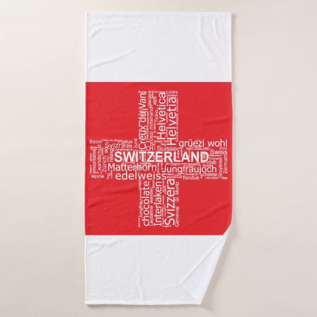 Switzerland Flag Word Cloud Bath Towel (Bath Towel)