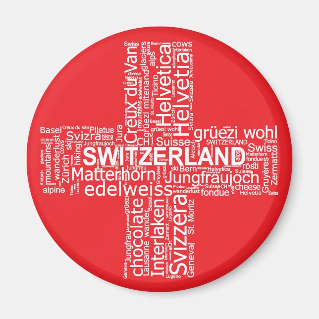 Switzerland Flag Word Cloud Magnet (Front)