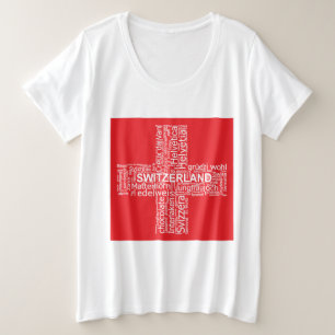 Switzerland Flag Word Cloud Plus Size T-Shirt