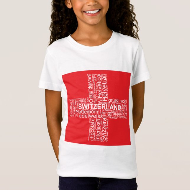 Switzerland Flag Word Cloud T-Shirt (Front)