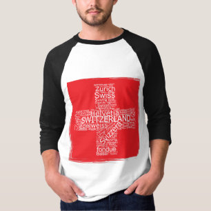 Switzerland Flag Word Cloud Vintage T-Shirt