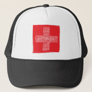Switzerland Flag Word Cloud Vintage Trucker Hat