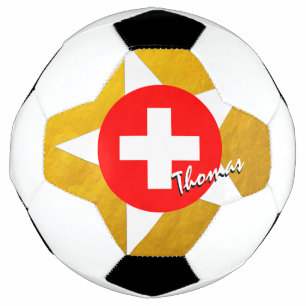 Switzerland Football & Gold Swiss Flag Soccer Ball