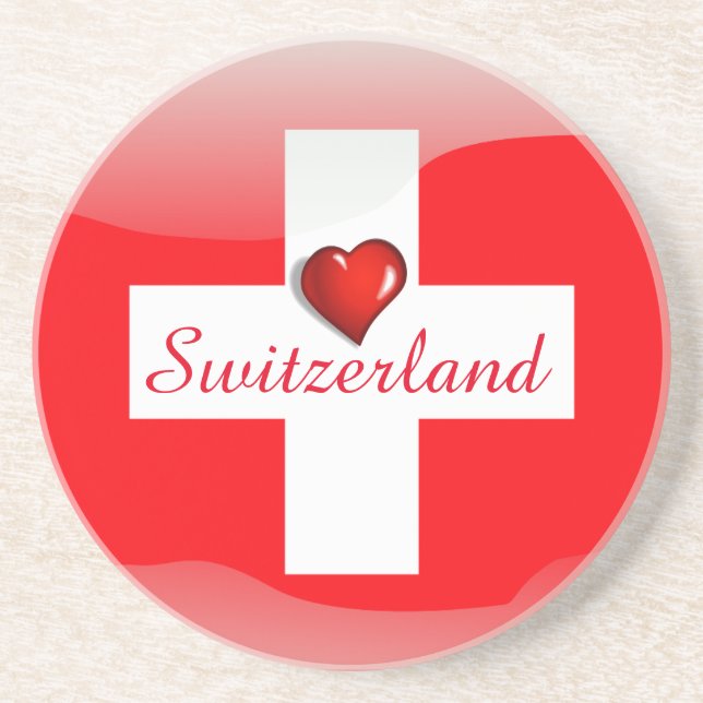 Switzerland glossy flag coaster (Front)