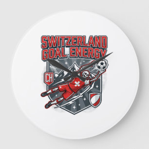 Switzerland Goal Energy Skeleton Striker Nations B Large Clock