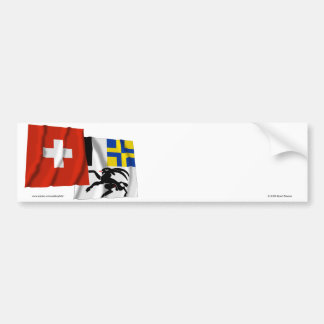 Switzerland & Graubuenden Waving Flags Bumper Sticker